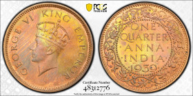 British India ¼ Anna 1939(C). PCGS MS 63 RB