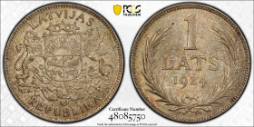 Latvia 1 Lats 1924. PCGS MS 63