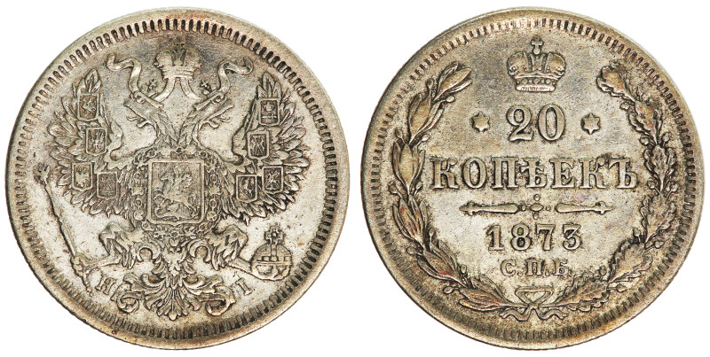 KM-Y22a.1; Mintmark 'HI'; Ruler: Alexander II (1855-1881); Silver, XF/AU