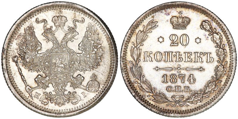 Y-22a.1; Emperor: Alexander II the Liberator (1855-1881); Silver (.500), 3.69g; ...