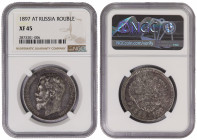 Russia 1 Rouble 1897 АГ. NGC XF 45