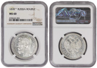 Russia 1 Rouble 1898 (**). NGC MS 60