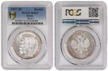 Russia 1 Rouble 1907 EB. PCGS MS 61