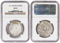 Russia 1 Rouble 1911 EB. NGC AU 53