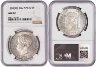 Spain 5 Pesetas 1898 SGV. NGC MS 62