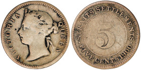 Straits Settlements (British Malaysia) 5 Cents 1900