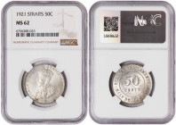 Straits Settlements (British Malaysia) 50 Cents 1921. NGC MS 62