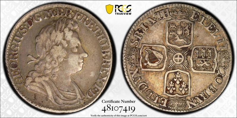 KM-539.2, Sp-3646; King George I (1714-1727); Silver (.925), 6.02 g.; CV XF $675