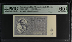 Czechoslovakia. Theresienstadt Ghetto 10 Kronen 1943. PMG Gem UNC 65 EPQ