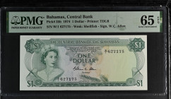 Bahamas British Colony 1 Dollar 1974. PMG Gem UNC 65 EPQ