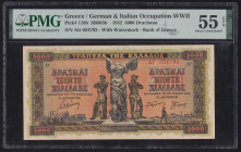 Greece/German 5000 Drachmai 1942. PMG AU 55 EPQ