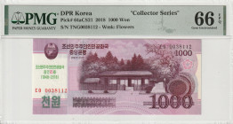 North Korea 1000 Won 2018. PMG Gem UNC 66 EPQ