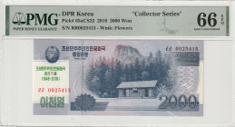 North Korea 2000 Won 2018. PMG Gem UNC 66 EPQ