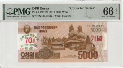 North Korea 5000 Won 2019. PMG Gem UNC 66 EPQ
