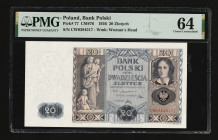 Poland 20 Zlotych 1936. PMG Choice UNC 64