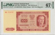 Poland 100 Zlotych 1948. PMG Superb Gem UNC 67 EPQ