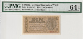 Ukraine / German Occupation WWII 1 Karbowanez 1942 PMG 64 EPQ