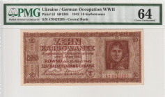 Ukraine / German Occupation WWII 10 Karbowanez 1942 PMG 64