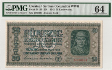 Ukraine / German Occupation WWII 50 Karbowanez 1942 PMG 64