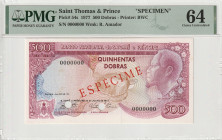 Saint Thomas & Prince 500 Dobras 1977 Specimen. PMG Choice UNC 64