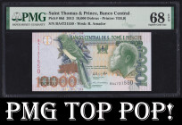 Saint Thomas & Prince 10.000 Dobras 2013. PMG Super Gem UNC 68 EPQ !!! TOP POP !!!