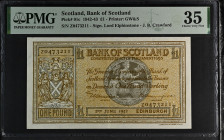 Scotland 1 Pound 1942. PMG Choice VF 35