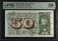 Switzerland 50 Franken 1963. PMG About UNC 50