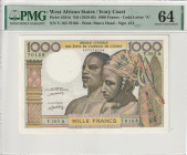 West African States / Ivory Coast 1000 Francs ND (1959-65). PMG Choice UNC 64