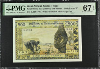 West African States / Togo 500 Francs ND (1959-61). PMG Superb Gem UNC 67 EPQ