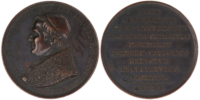 AE medal 1850 BC Cerbara; on the political situation in Rome after 1849 when the...
