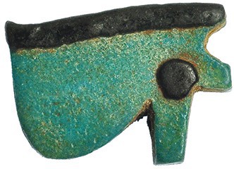 EGIPTO. AMULETO DE BAJA ÉPOCA (664-525 a.C.). Ojo de Horus. Fayenza vitrificada....