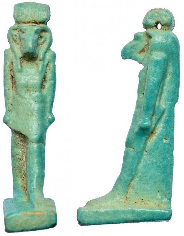 EGIPTO. AMULETO DE BAJA ÉPOCA (664-525 a.C.). Divinidad Thot. Fayenza vitrificad...