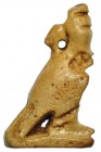 EGIPTO. AMULETO DE BAJA ÉPOCA (664-525 a.C.). Halcón. Representa divinidad Horus. Fayenza vitrificada. Altura 35 mm.