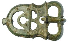 ROMA. Hebilla. Siglo II-IV d.C. Bronce. Longitud 50 mm.