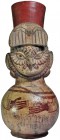 MUNDO PREHISPÁNICO. Vaso zoomórfico. Cultura Moche, Perú (300-800 d.C). Cerámica policromada. Representa búho. Altura 36,0 cm. Adjunta prueba de termo...