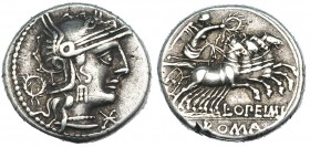 OPIMIA. Denario. Roma (131 a.C.). R/ Victoria en cuadriga a der.; L.OPEIMI; en el exergo: ROMA. FFC-949. SB-12. MBC/MBC+.