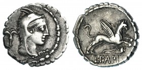 PAPIA. Denario. Roma (79 a.C.). R/ Grifo a der.; en el exergo: L·PAPI. FFC-952. SB-1. MBC-.