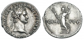 DOMICIANO. Denario. Roma (88). R/ Minerva con lanza y haz de rayos; CENS P.P.P. RIC-120. CH-27. MBC+/MBC.