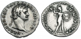 DOMICIANO. Denario. Roma (85). R/ Minerva avanzando a der. con lanza y escudo. RIC-342. CH-194. MBC-.