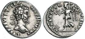 SEPTIMIO SEVERO. Denario. Laodicea (198). R/ Victoria a izq.; alrededor: PARARAD TR PVI COS II PP. RIC-496a. MBC.