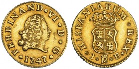 1/2 escudo. 1747. Madrid. JB. VI-403. Raya en anv. MBC.