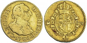 1/2 escudo. 1786. Madrid. DV. VI-1065. Rayitas. MBC-.
