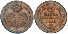 1/2 décima de real. 1852. Segovia. VI-103. B.O. EBC-.