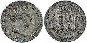 25 céntimos de real. 1863. Segovia. VI-154. Rayita en anv. EBC-.