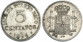 5 centavos de peso. 1896. Puerto Rico. PGV. VII-139. MBC+/MBC.