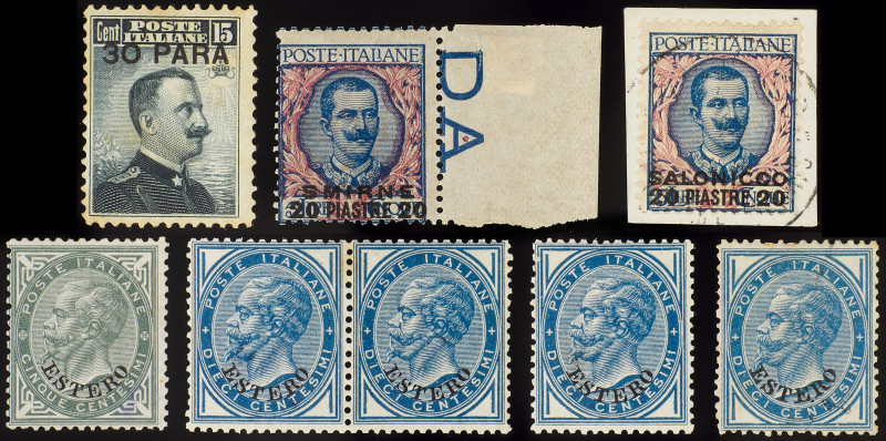 UFFICI POSTALI ALL'ESTERO
 
1874/1909, LEVANTE ITALIANO, OTTO ESEMPLARI DEL PE...