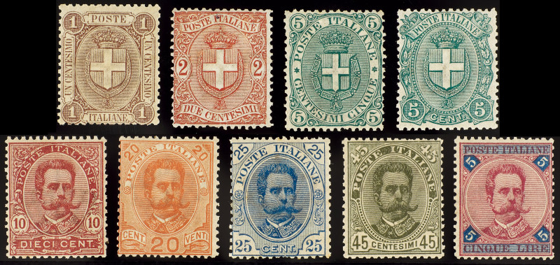 REGNO D'ITALIA
 
1891/97, UMBERTO III EMISSIONE LA SERIE DI NOVE VALORI
nuovi...