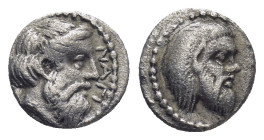 CILICIA, Nagidos. Circa 400-380 BC. AR Obol (9mm, 0.7 g). Bearded head of Dionysos right. / Head of Pan right.