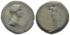 KINGDOM OF COMMAGENE ANTIOCHUS IV, king AD 38-72 Bronze, Anemurium(Cilicia), 49-50. AE (25mm, 11.3 g). ΒΑΣΙΛΕΥΣ - ΜΕΓΑ - ΑΝΤΙΟΧΟΣ ΕΠΙΦΑΝ Diademed, dra...