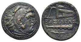 KINGS OF MACEDON. Alexander III ‘the Great’, 336-323 BC. AE (Bronze, 20mm, 5.7 g), uncertain mint in Asia Minor, circa 323-310. Head of Herakles to ri...